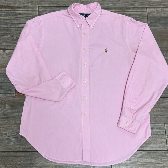 Ralph Lauren Other - Ralph Lauren Dress Shirt Sz 17 36/37 Pink White Stripe Multicolor Pony Classic